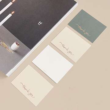 Monolike Message Thank You Card - Mix 40 Mini Single cards, 20 envelopes Package