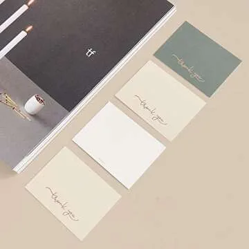 Monolike Message Thank You Card - Mix 40 Mini Single cards, 20 envelopes Package