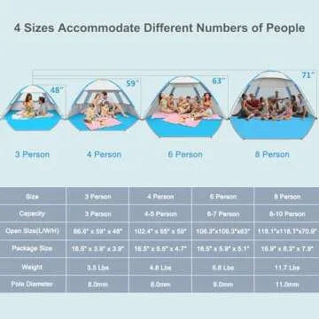 Gorich Beach Tent Sun Shelter for 3/4-5/6-7/8-10 Person with UPF 50＋ UV Protection, Lightweight & ...