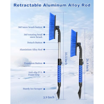 Auccutro Ice Scraper Brush with Foam Grip