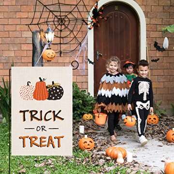 DAZONGE Halloween Garden Flag | Trick or Treat Barn Flag | Fun Fall Decor