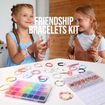 Friendship Bracelet Kit with 28 Colors, 5040 Clay Beads, 1200 Letter Beads for Jewelry Making - 4 Styles of Round Alphabet, Number, Heart & Pattern Beads