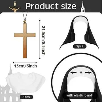 Syhood Nun Costume Set - Hat, Collar & Cross Pendant
