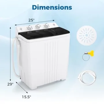 COSTWAY Portable Washing Machine, Twin Tub 20 Lbs Capacity, Laundry Washer 12 Lbs and Spinner 8 Lbs with Drain Pump, Timer Control, Perfect for Apartment Dorm RV, Black