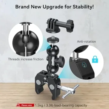 SMALLRIG Camera Mount Clamp Kit, Ball Head Magic Arm with Clamp, Super Clamp with Non-Slip Threads, for Gopro, Webcam, Camera, Phone, Monitor and Light