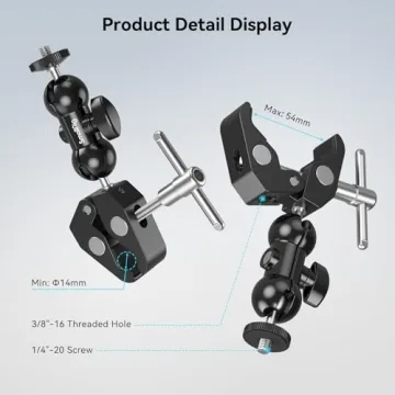 SMALLRIG Camera Mount Clamp Kit, Ball Head Magic Arm with Clamp, Super Clamp with Non-Slip Threads, for Gopro, Webcam, Camera, Phone, Monitor and Light