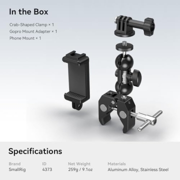 SMALLRIG Camera Mount Clamp Kit, Ball Head Magic Arm with Clamp, Super Clamp with Non-Slip Threads, for Gopro, Webcam, Camera, Phone, Monitor and Light