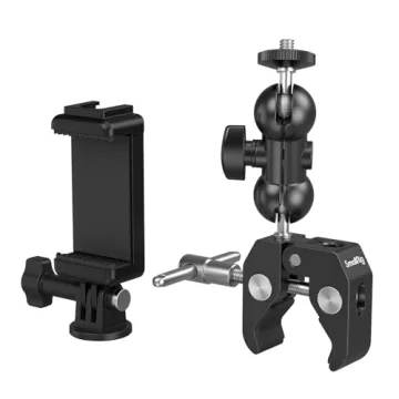 SMALLRIG Camera Mount Clamp Kit, Ball Head Magic Arm with Clamp, Super Clamp with Non-Slip Threads, for Gopro, Webcam, Camera, Phone, Monitor and Light