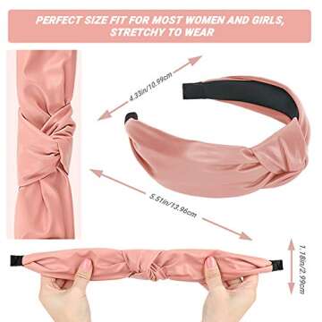 Welltop 6 PCS Knotted Headbands for Women, Wide PU Leather Headband Comfortable Top Knot Thick Turba...