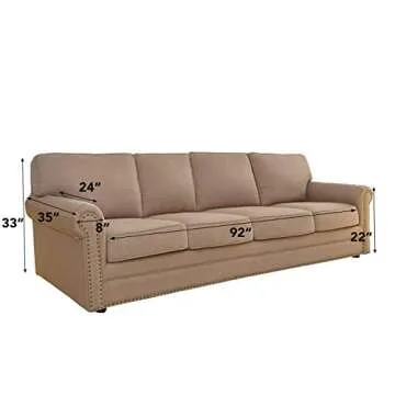 Easy-Going Stretch 4 Seater Sofa Slipcover 1-Piece Sofa Cover Furniture Protector Couch Soft with Elastic Bottom for Kids, Polyester Spandex Jacquard Fabric Small Checks Camel
