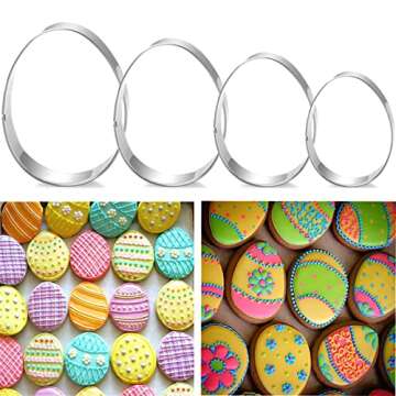 Easter Egg Cookie Cutter Set - 4 Piece - 4", 3 3/8", 2 1/2", 2" - Egg Shaped Cookie Cutters, Stainless Steel Biscuit Pastry Cutters