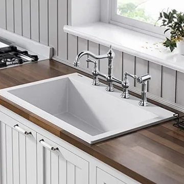 WOWOW Brass Kitchen Faucet with Side Sprayer for Stylish Kitchens