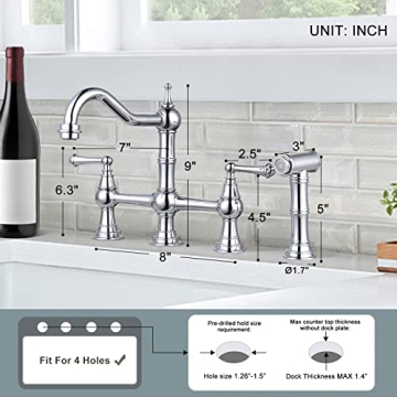 WOWOW Brass Kitchen Faucet with Side Sprayer for Stylish Kitchens