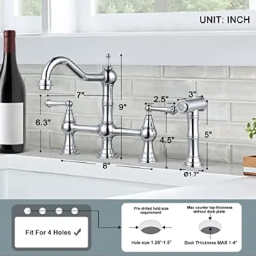 WOWOW Brass Kitchen Faucet with Side Sprayer for Stylish Kitchens