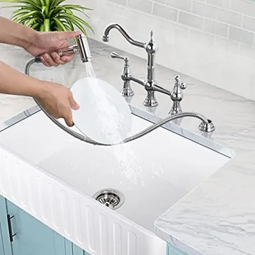 WOWOW Brass Kitchen Faucet with Side Sprayer for Stylish Kitchens