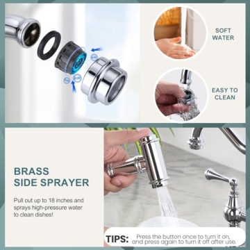 WOWOW Brass Kitchen Faucet with Side Sprayer for Stylish Kitchens