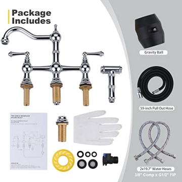 WOWOW Brass Kitchen Faucet with Side Sprayer for Stylish Kitchens