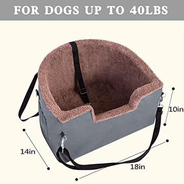 FAREYY Dog Booster Seat Elevated Dog Car Seat for Small Dogs - with Storage Pocket and Clip-On Safet...