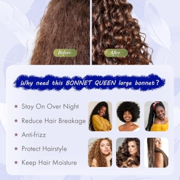 BONNET QUEEN Silk Satin Bonnet for Women Curly Hair