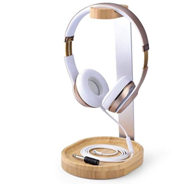 Avantree Universal Wooden & Aluminum Headphone Stand Hanger with Cable Holder