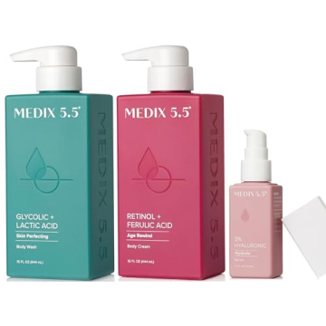 Medix 5.5 Anti Aging Skin Care Set | Retinol Body Cream + AHA Face Wash & Hydration Booster - 3PC Se...