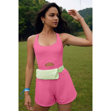 ReachMe Women's Light Pink Running Onesie Workout Romper Size S