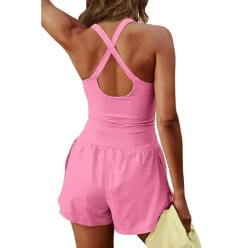 ReachMe Women's Light Pink Running Onesie Workout Romper Size S