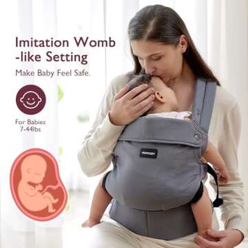 Momcozy Baby Carrier - Ergonomic, Cozy and Lightweight Carrier for 7-44lbs, Effortless to Put On, Id...