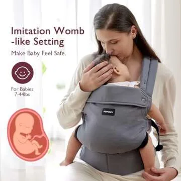 Momcozy Baby Carrier - Ergonomic, Cozy and Lightweight Carrier for 7-44lbs, Effortless to Put On, Id...