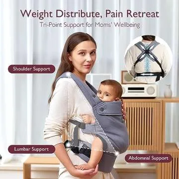 Momcozy Baby Carrier - Ergonomic, Cozy and Lightweight Carrier for 7-44lbs, Effortless to Put On, Ideal for Hands-Free Parenting, Enhanced Lumbar Support, Purehug for Infant to Toddler, Grey