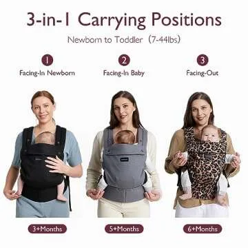 Momcozy Baby Carrier - Ergonomic, Cozy and Lightweight Carrier for 7-44lbs, Effortless to Put On, Ideal for Hands-Free Parenting, Enhanced Lumbar Support, Purehug for Infant to Toddler, Grey