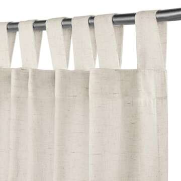 FantasDecor Linen Sheer Curtains 84 Inch Length 2 Panels Tab Top for Living Room Bedrrom Light Filte...