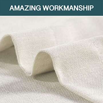 FantasDecor Linen Sheer Curtains 84 Inch Length 2 Panels Tab Top for Living Room Bedrrom Light Filtering Window Drapes Neutral Country Rustic Farmhouse Boho Blinds, Ivory