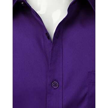 ZEROYAA Men's Casual Urban Stylish Slim Fit Short Sleeve Button Up Dress Shirt with Pocket ZLSC15 Purple X-Large