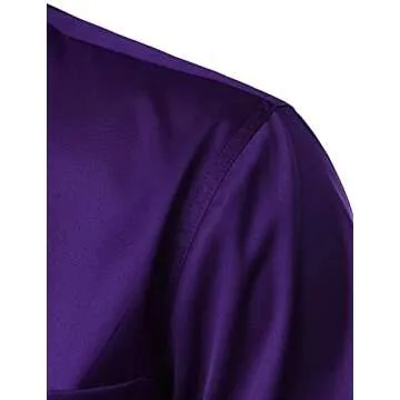 ZEROYAA Men's Casual Urban Stylish Slim Fit Short Sleeve Button Up Dress Shirt with Pocket ZLSC15 Purple X-Large