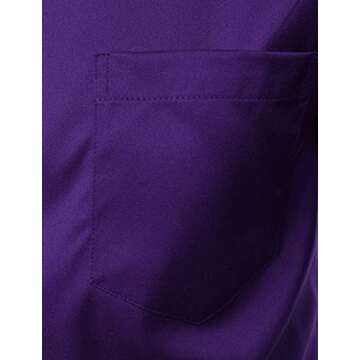 ZEROYAA Men's Casual Urban Stylish Slim Fit Short Sleeve Button Up Dress Shirt with Pocket ZLSC15 Purple X-Large