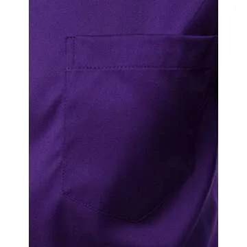 ZEROYAA Men's Casual Urban Stylish Slim Fit Short Sleeve Button Up Dress Shirt with Pocket ZLSC15 Purple X-Large