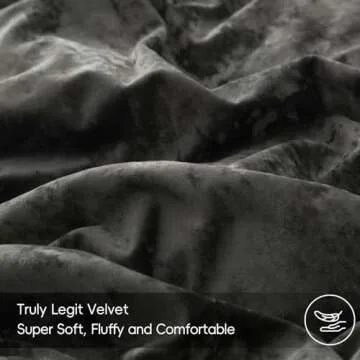 PHF Truly Velvet Duvet Cover Set Queen Size, 3pcs Ultra Soft Breathable Comforter Cover Set, Luxury Cozy Flannel Duvet Cover with Pillow Shams Bedding Collection, 90" x 90", Dark Grey