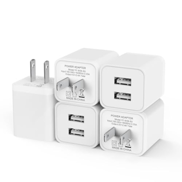 USB Wall Charger, 5 Pack 2.4A Dual Port Cube Power Adapter Fast Charger for iPhone, Samsung, LG