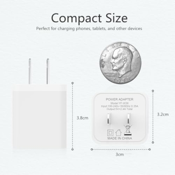 USB Wall Charger 5 Pack Dual Port Fast Phone Charger
