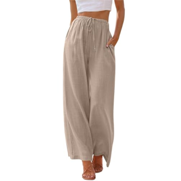 LILLUSORY Linen Wide Leg Pants for Summer Fun, Bohemian Casual Style!