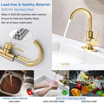 Stylish 360° Brushed Gold Bathroom Sink Faucet