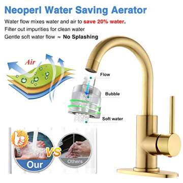 Stylish 360° Brushed Gold Bathroom Sink Faucet