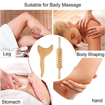 TZEAFDC 3 Pack Wood Therapy Massage Tools Lymphatic Drainage Massager for Body Shaping