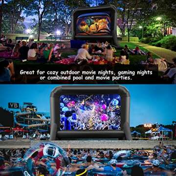 16 FT Inflatable Projector Screen for Outdoor Movies - Easy Setup Blow-Up Screen with Quiet Fan for ...