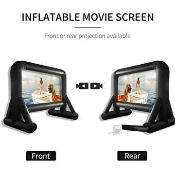 16 FT Inflatable Projector Screen for Outdoor Movies - Easy Setup Blow-Up Screen with Quiet Fan for Outdoor Movie Nights, Backyard Events, and Parties (Dual Support)