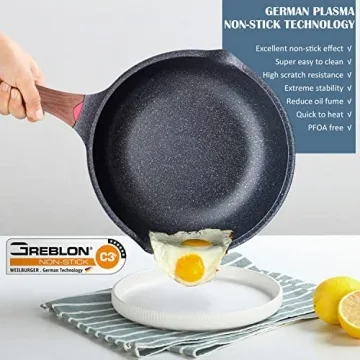 Vinchef Nonstick Deep Frying Pan Skillet with Lid 11in