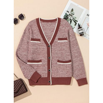 Dokotoo Womens Cardigans Lightweight Casual Plus Size Cardigan for Women Fashion 2024 Open Front Button Down Pink Small