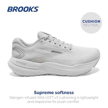 Brooks Women’s Glycerin 21 Neutral Running Shoe - White/White/Grey - 9 Medium
