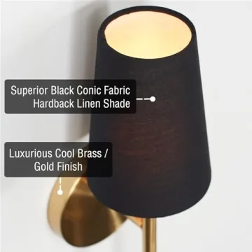 Kira Home Torche II Stylish Wall Sconce in Black & Brass